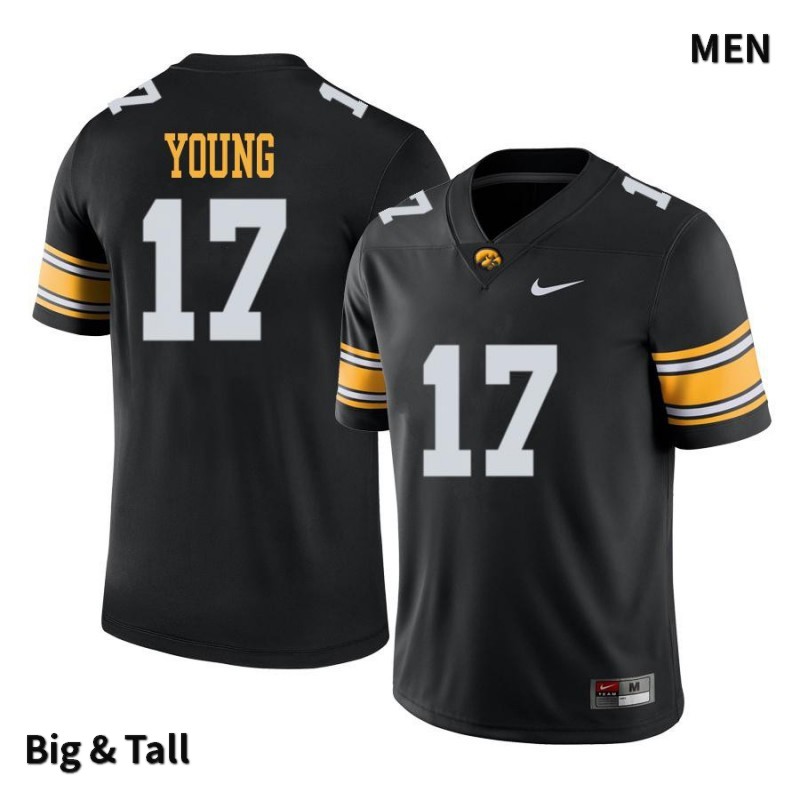 Men's Iowa Hawkeyes NCAA #17 Devonte Young Black Authentic Nike Big & Tall Alumni Stitched College Football Jersey GS34H41FP